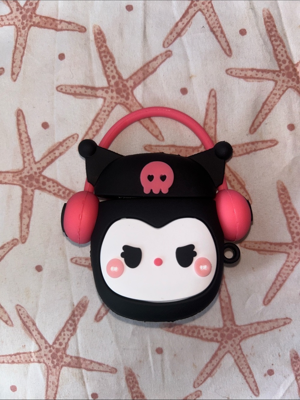 Kuromi-Inspired Cat Ear Headphone Case – Black & Pink